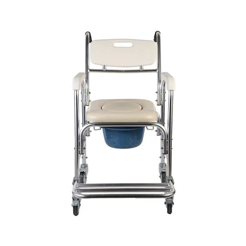 Portable Bathroom Toilet Chair Elderly Commode Chair With Potty Roller